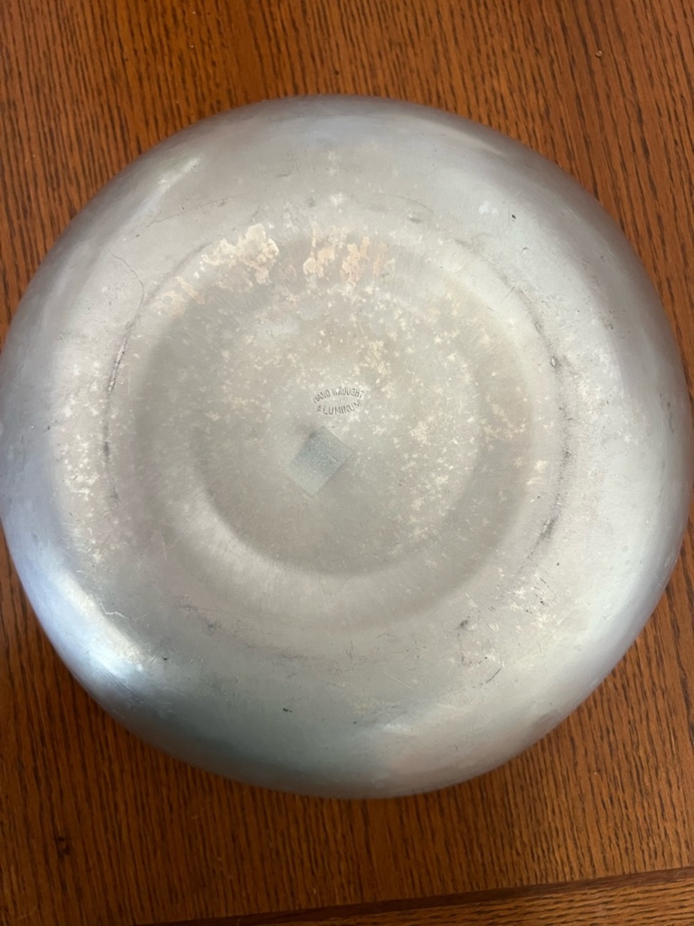 Vintage Hammered Aluminum Serving Bowl with Floral Design - Picture 4 of 5
